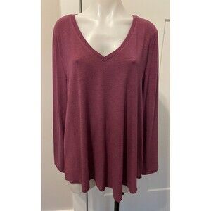 SOFT SURROUNDINGS Womens Knit TOP Long Sleeve PURPLE V-Neck Size XL  NWT